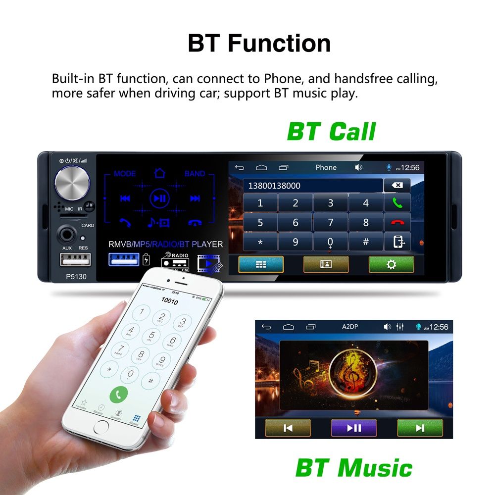 Rádio 1din 4,1" Bluetooth dual USB RDS + microfone + comando volante