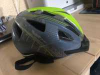 Kask rowerowy dla dziecka , rozmiar 49 -54 szaro zielony z lampka miga