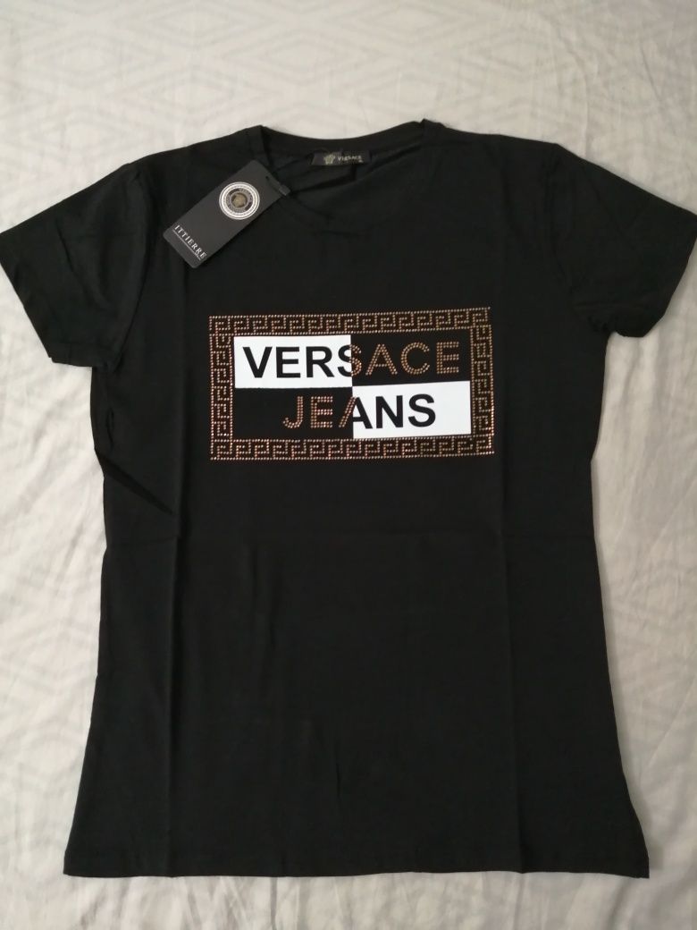 NOWA damska koszulka Versace t-shirt meduza bluzka czarna L 40 XL 42