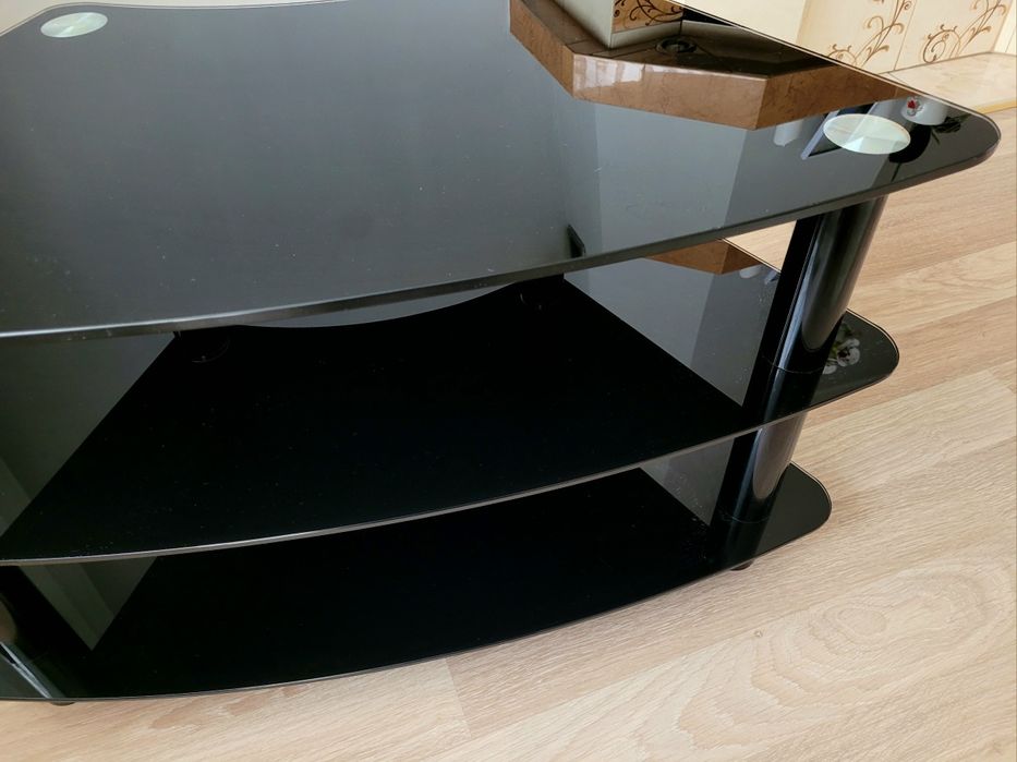 Stolik szklany czarny pod telewizor RTV TV Bobolic