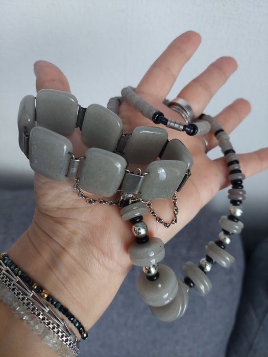 Zestaw pięknej biżuterii bransoleta i naszyjnik vintage oldschool