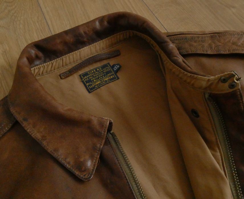 Kurtka skórzana męska RALPH LAUREN A-2 PILOTKA lotnicza SKÓRA XXL