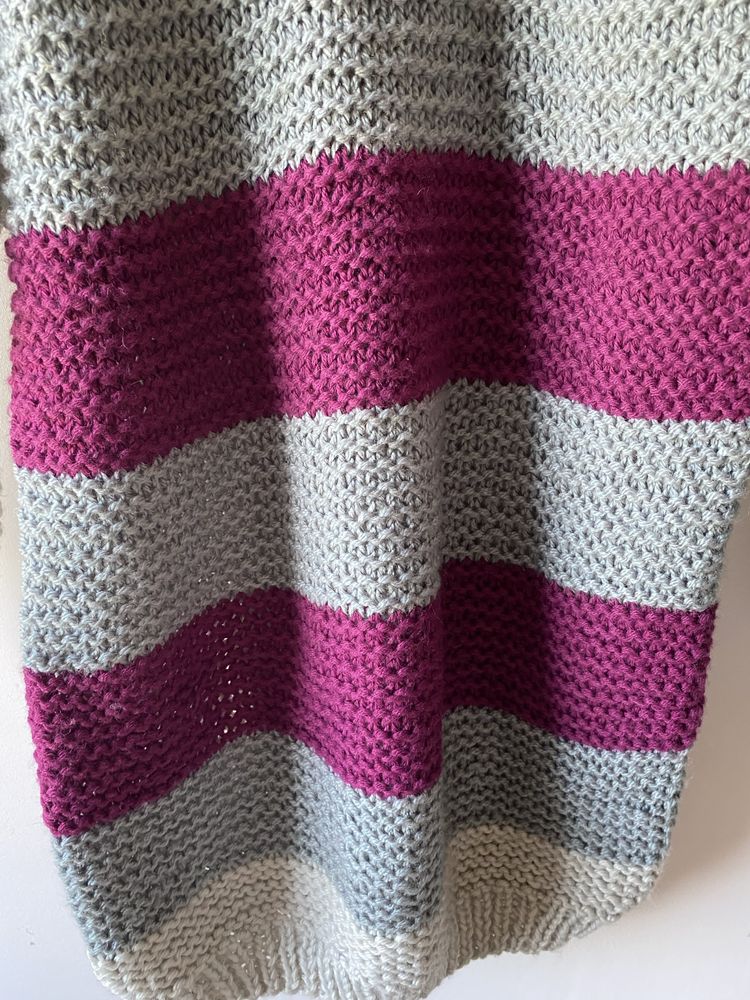 Długi gruby splot wełniany sweter sweterkowa sukienka pasy handmade