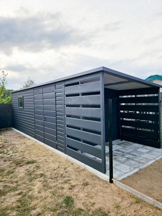 Domek Ogrodowy 6,5x2,5m wiata 1,5x2,5m  ID720