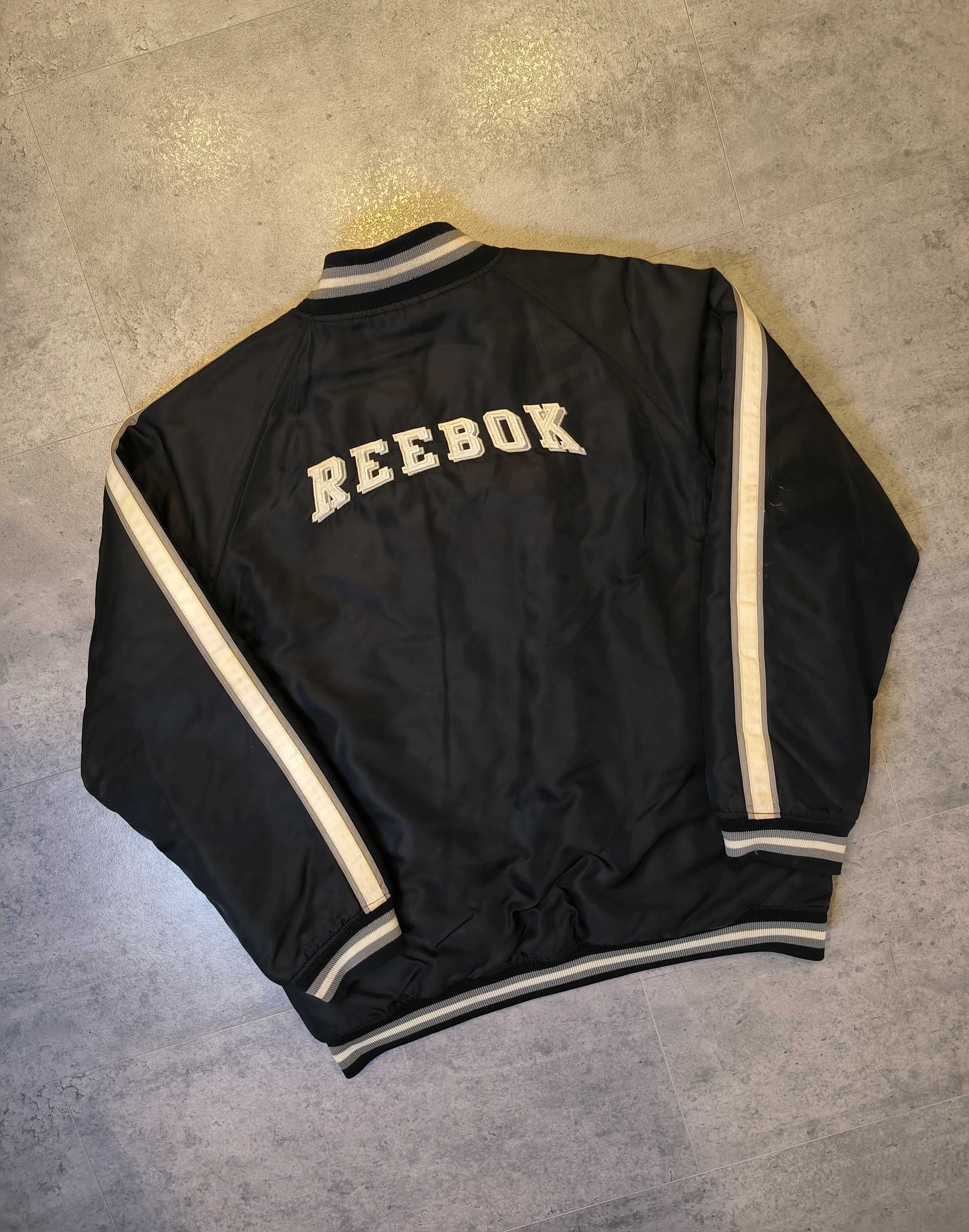 Vintage Kurtka Bomberka Dwustronna Reebok Haftowane Duże Logo