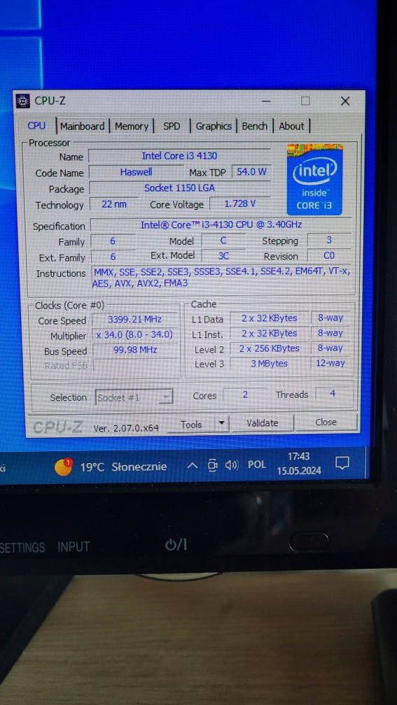 Procesor Inter Core i3-4130 3,40 GHZ, LGA 1150, box