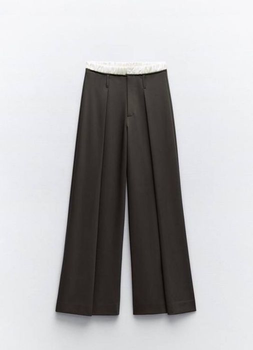 класичні сірі палаццо Zara S з поясом в білизняному стилі