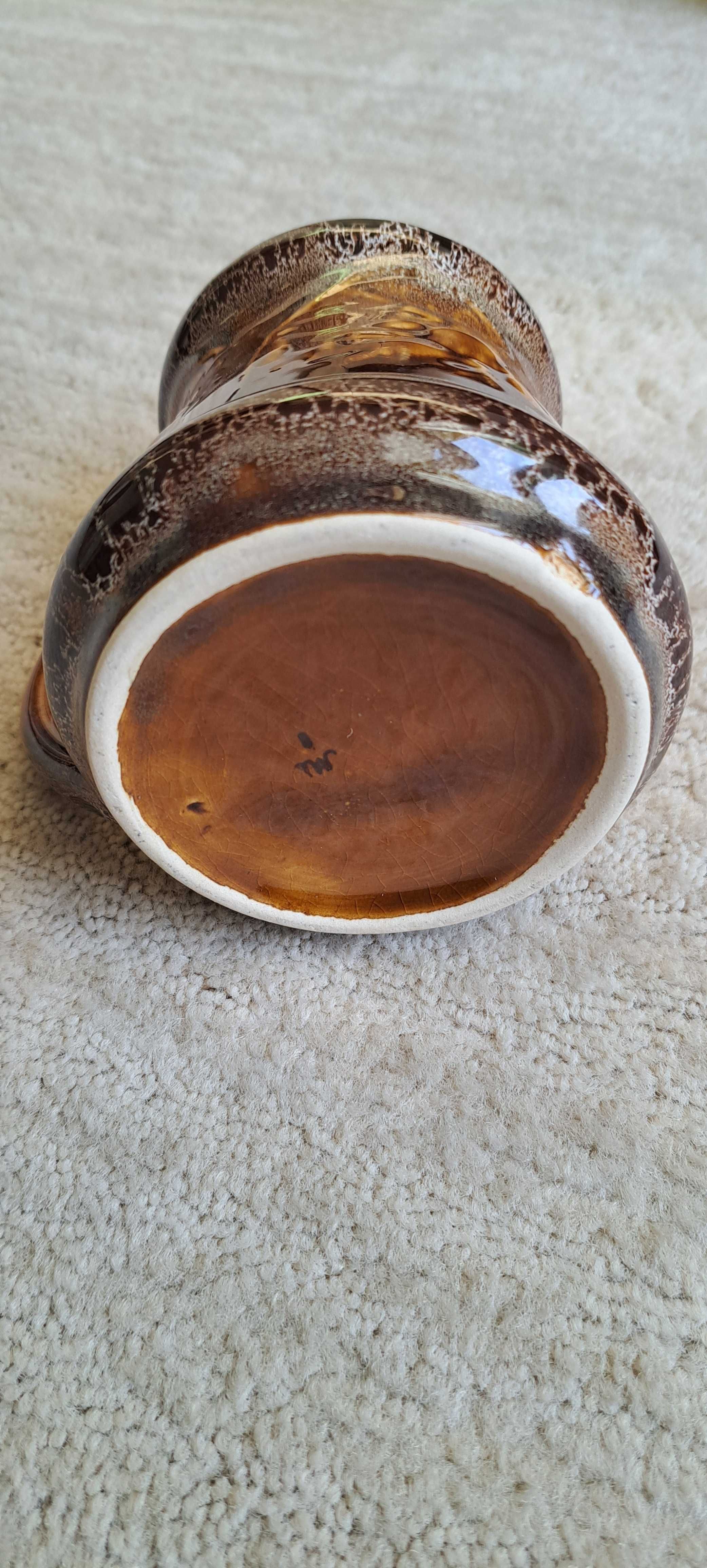 KUFEL ceramiczny, zdobiony, odcienie brązu, 500 ml. zabytek PRL nowy