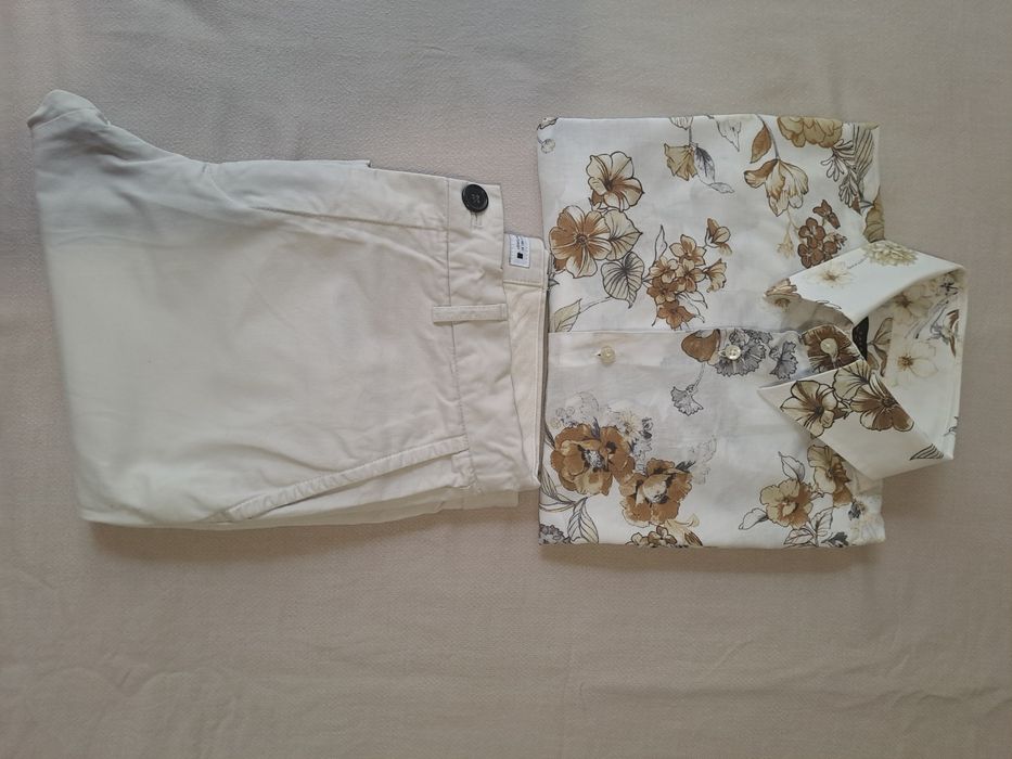 Vendo conjunto calca e camisa flores 2ª mão bom estado
