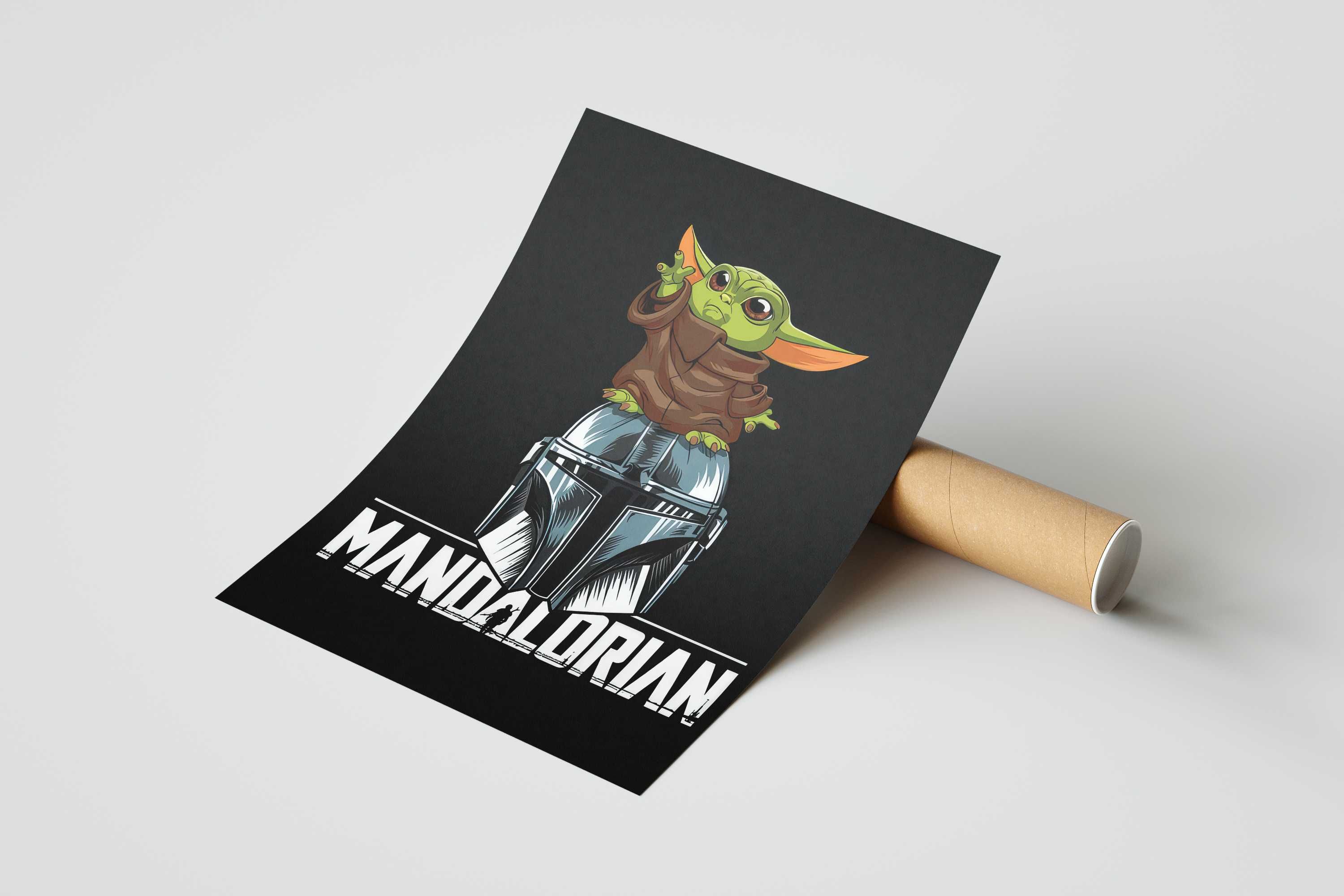 Mandalorian Baby Yoda Plakat A3 - Star Wars - trzecia sztuka GRATIS