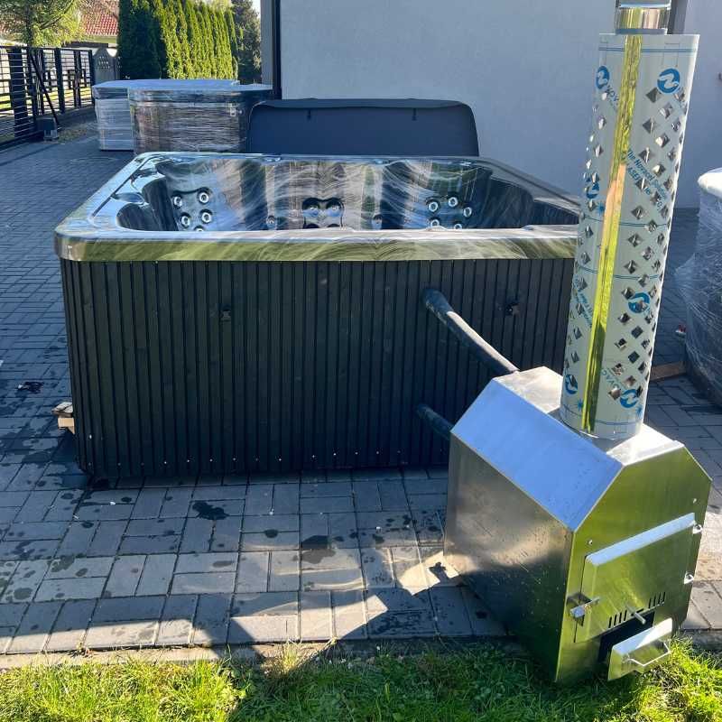 Jacuzzi dżakuzi balia ogrodowa z piecem na drewno DOPOSAŻONA IZOLOWANA