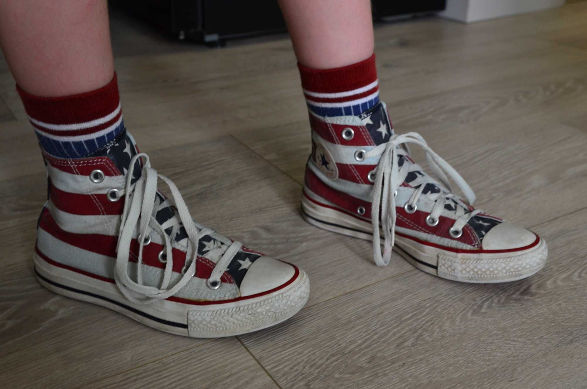 Trampki Converse buty dziecięce, młodzieżowe rozm. 36 flaga USA
