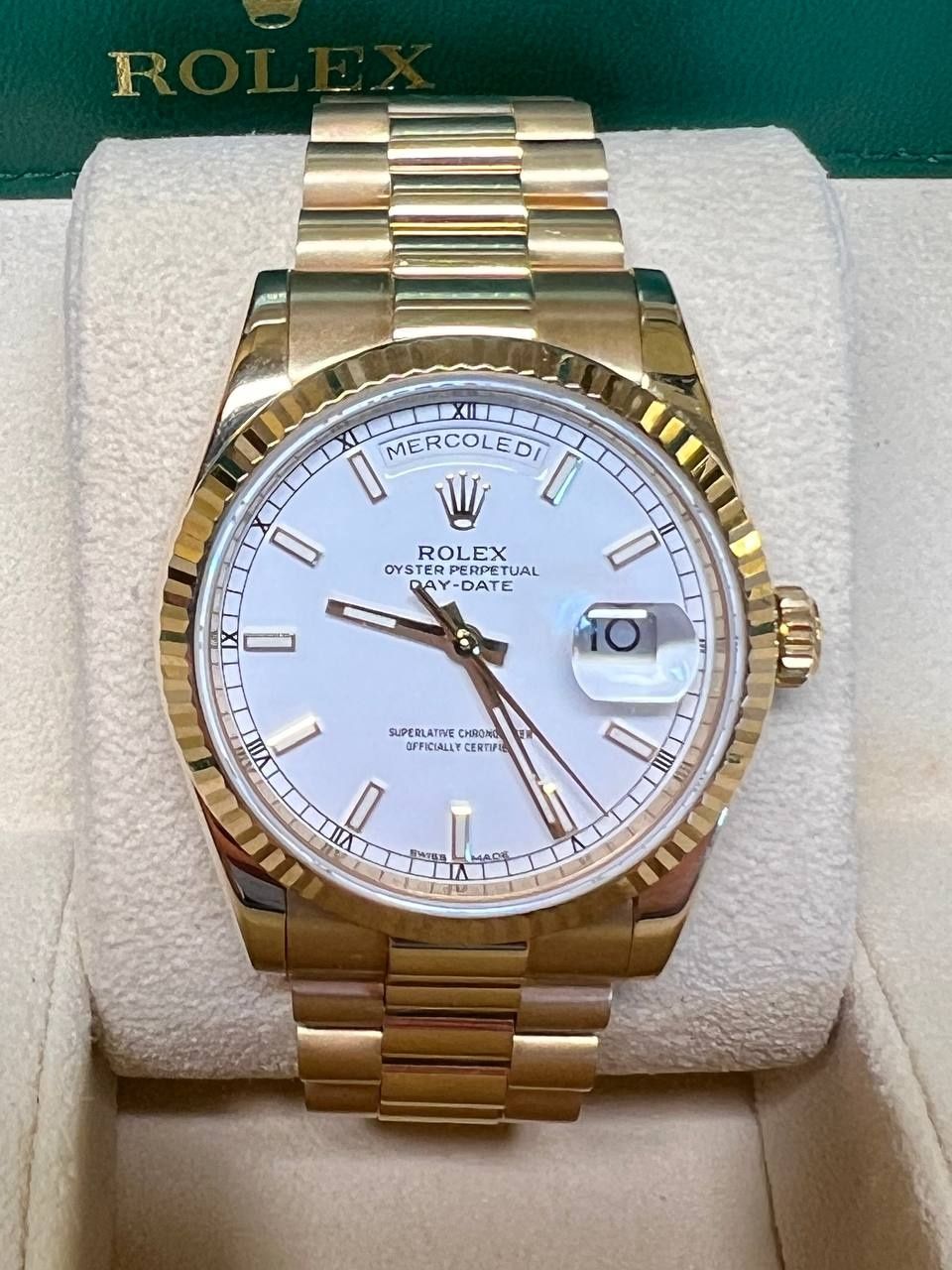 Rolex Day Date "President" 36mm Yellow Gold White Dial