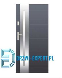 Drzwi zewnętrzne Wikęd Premium, kolor antracyt, 90, wzór 26, od ręki
