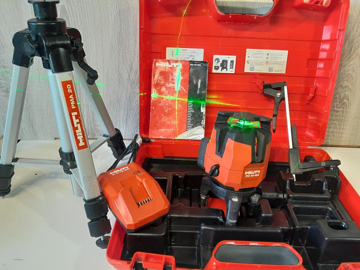HILTI PM 40 MG laser krzyżowy zielony PM 20 styyw uchwyt zestaw