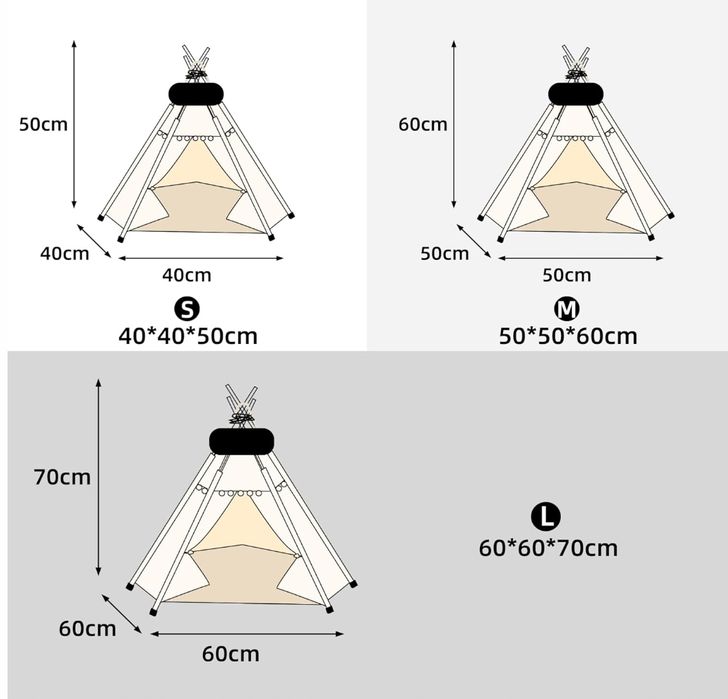 Whiwhi Namiot Dla Psów Tipi Dwustronną Poduszką 60 X 60 X 70 Cm