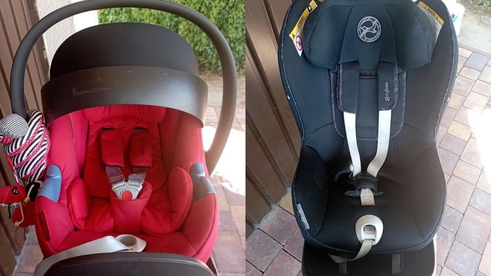 Zestaw Dwa foteliki z bazą: Nosidełko cybex, i fotelik kolejny Sirona.