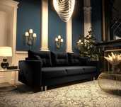 Kanapa Sofa Rozkładana Wygodna czarna EN Meble