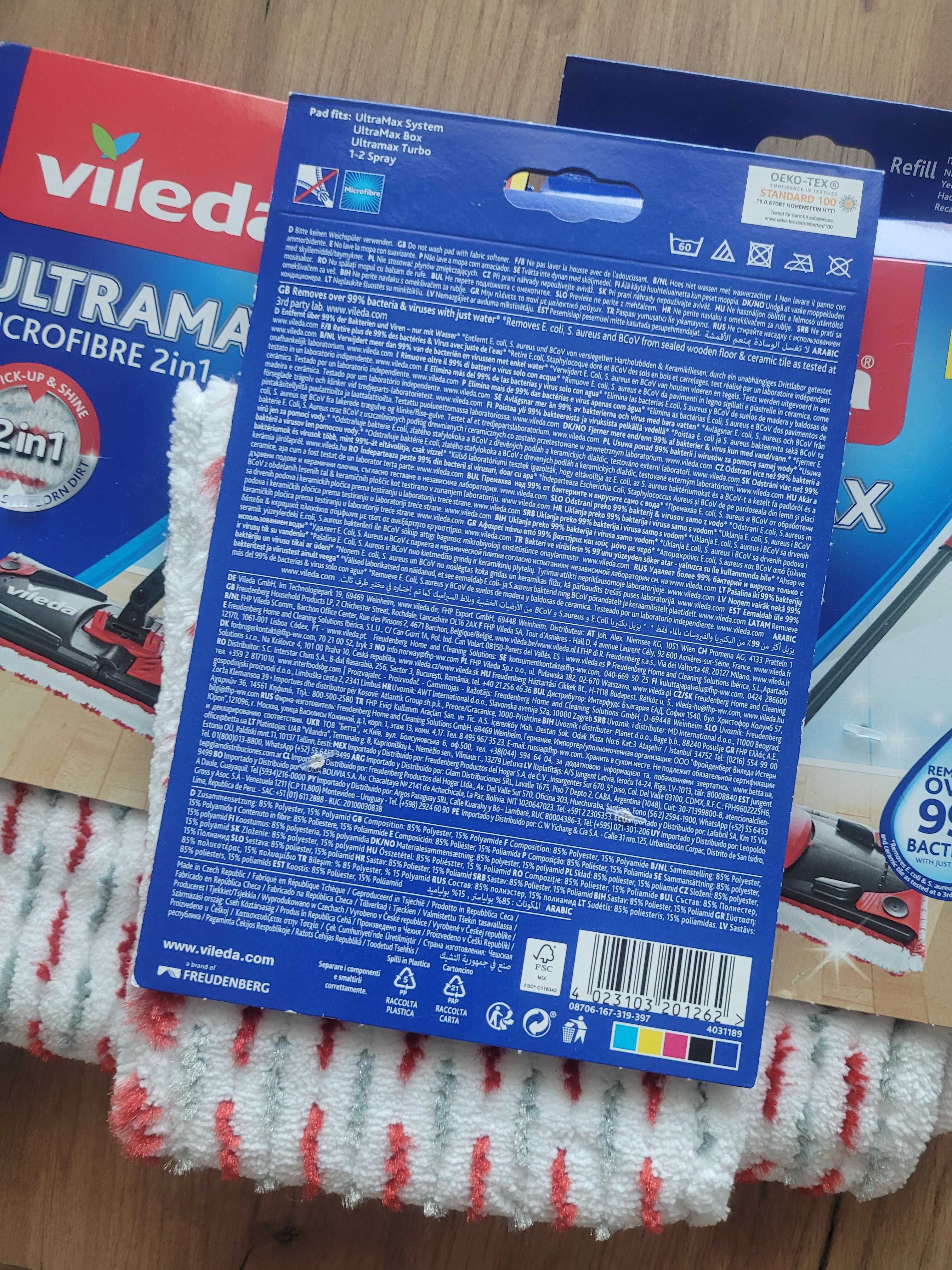 NOWY zestaw 5 wkładów do mopa Vileda Ultramax pad mop 2in1 Microfibre