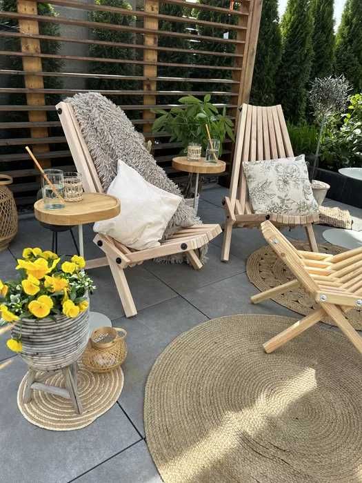 Leżak drewniany krzesło ogrodowe meble do ogrodu solidne styl boho HI
