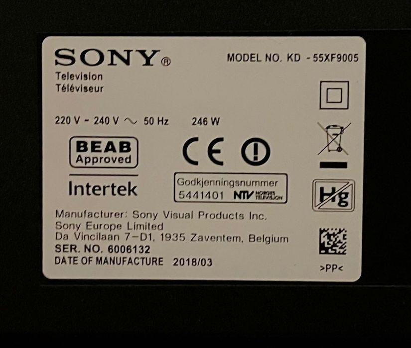 Телевізор Sony KD-55XF9005  -  Самий кращий телевізор