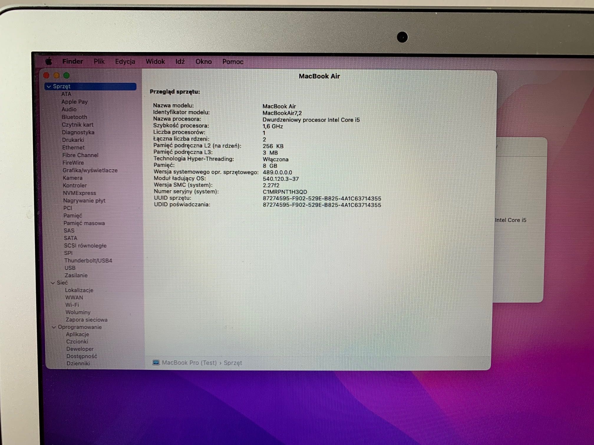 MacBook Air (2015) A1466 i5/8gb/1TB