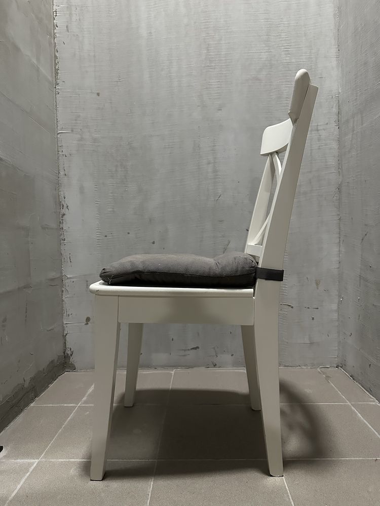 INGOLF Krzesło białe, z poduszką