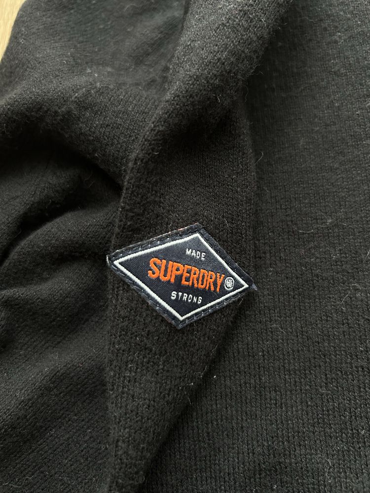 Sweter męski Superdry bawełna Kaszmir czarny klasyczny elegancki