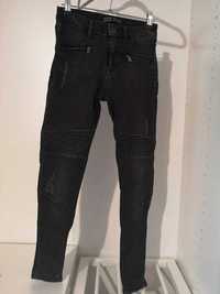 ZARA czarne motocyklowe jeansy z zamkami r. 34/XS