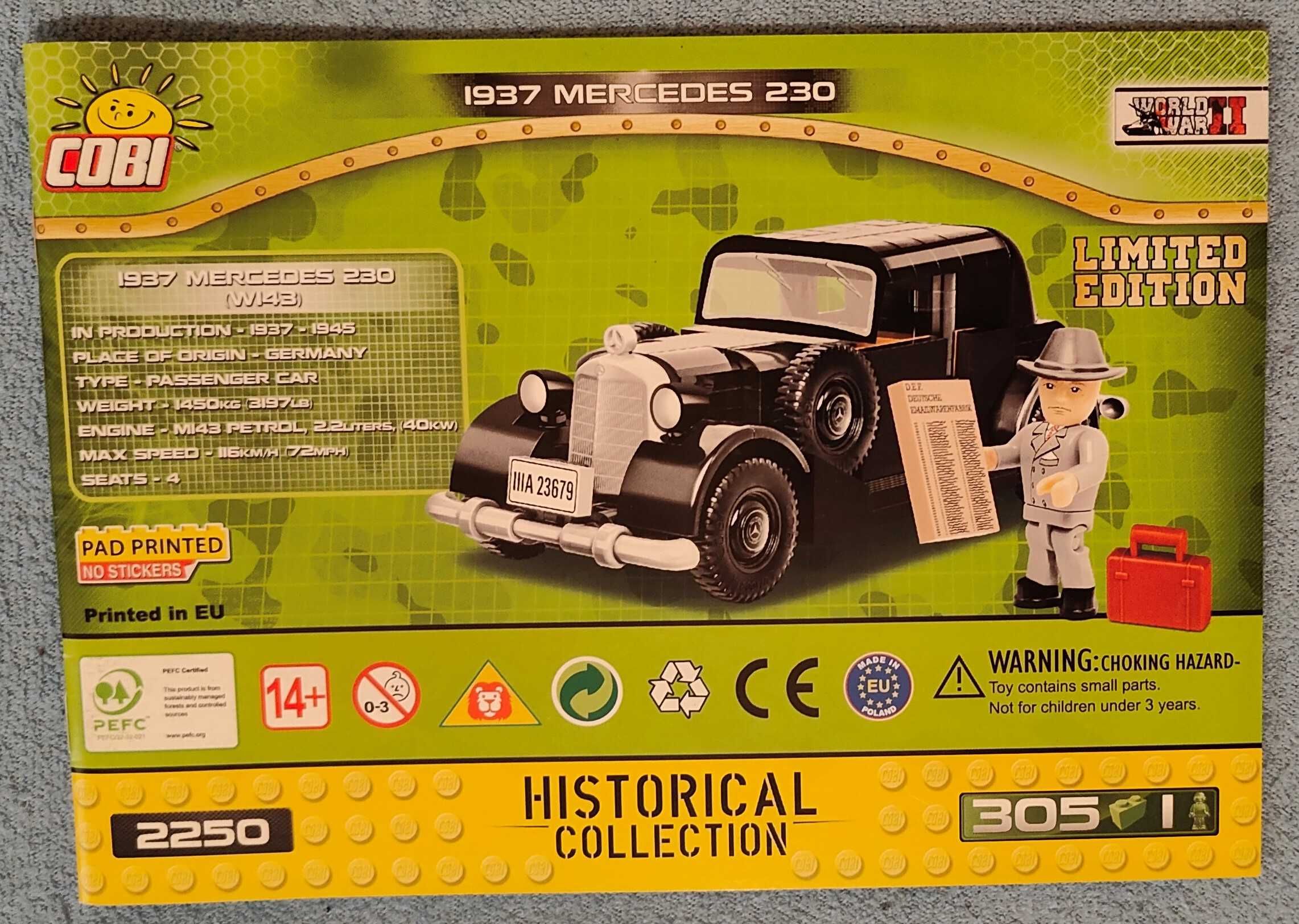 Klocki COBI 2250 - 1937 Mercedes 230 - Limited Edition no. 44