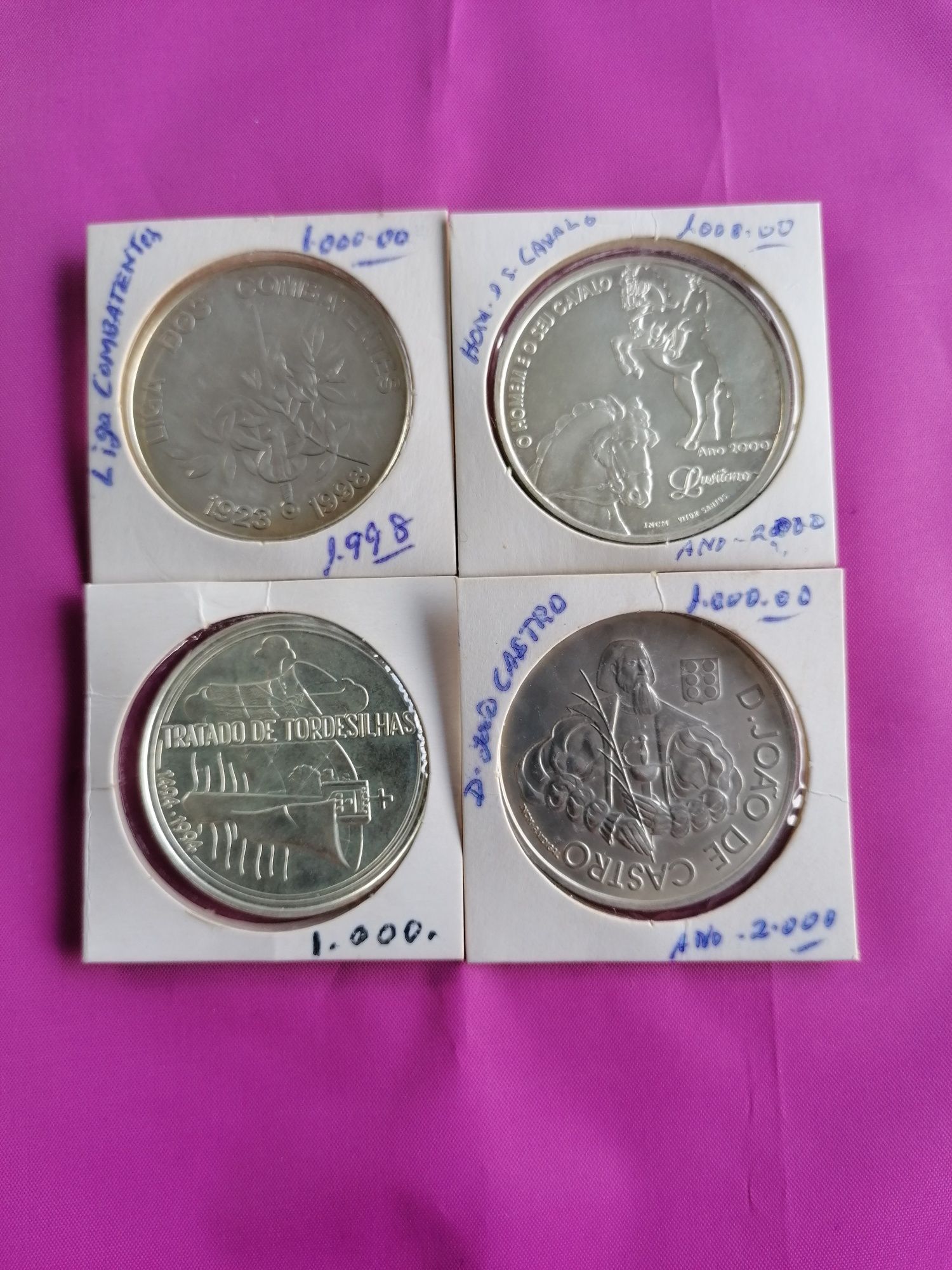 4 moedas em Prata 1000 escudos