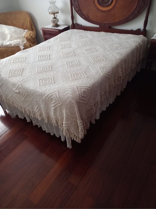 Colcha de crochê para cama de casal