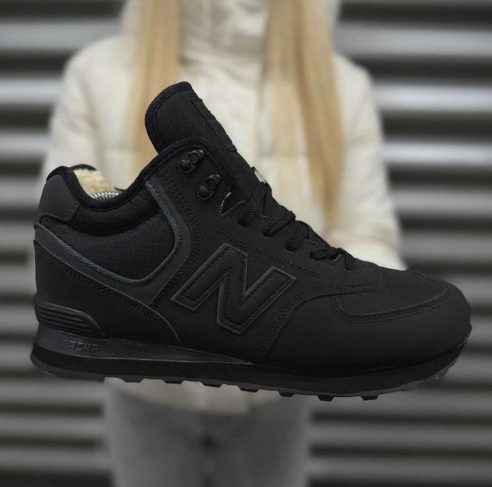 Зимние кроссовки Нью Баланс мужские черные New Balance кожаные на меху