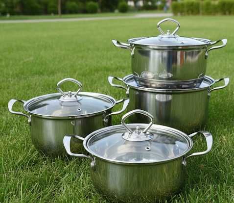 Набор кастрюль 4шт с крышками, кастрюли нержавейка. каструля, кастрюля