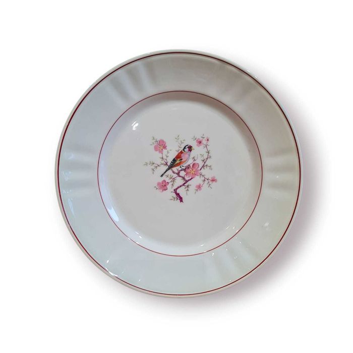 Prato Decorativo Sacavém – Pássaro e Flores de Cerejeira (22,5 cm)