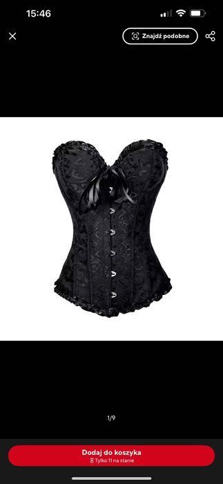 Nowy czarny gorset wyszywany modny wiązany top halloween 36/38