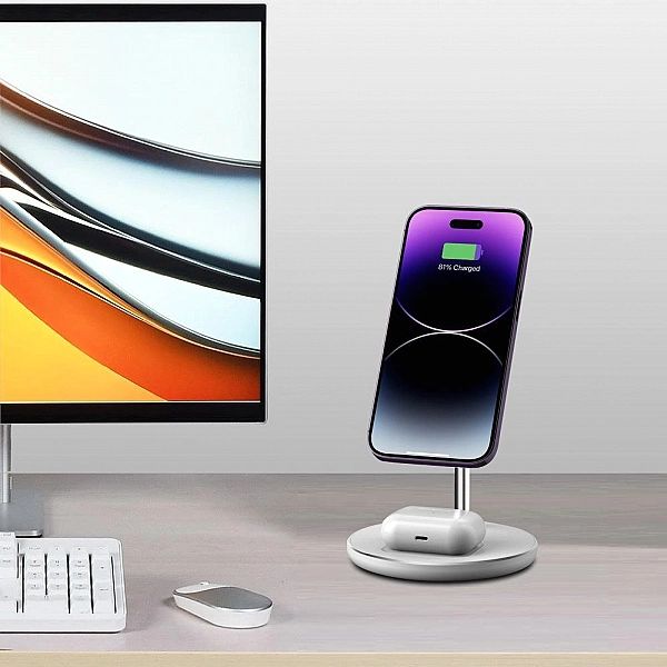 Tech-Protect Qi15W-A39/2In1 Magnetic Magsafe Wireless Charger White