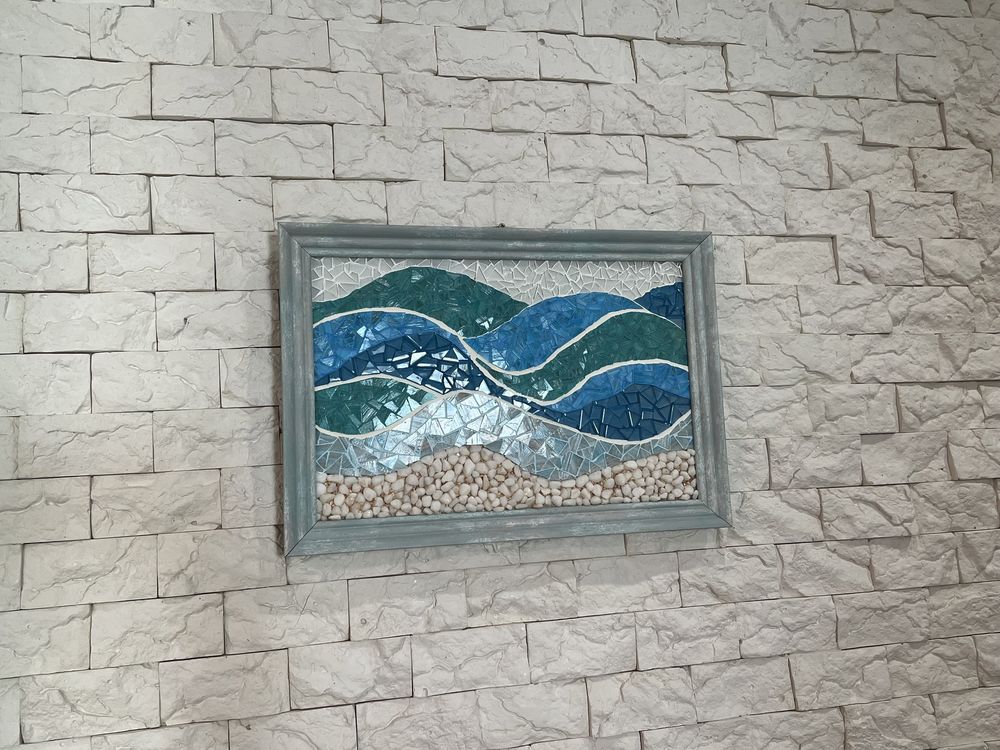 Картина из стекла море мозаика