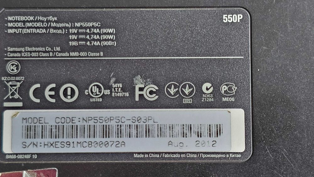 Samsung NP550P5C Intel Core i7-3632QM, RAM 16 Gb, GF GT 650M