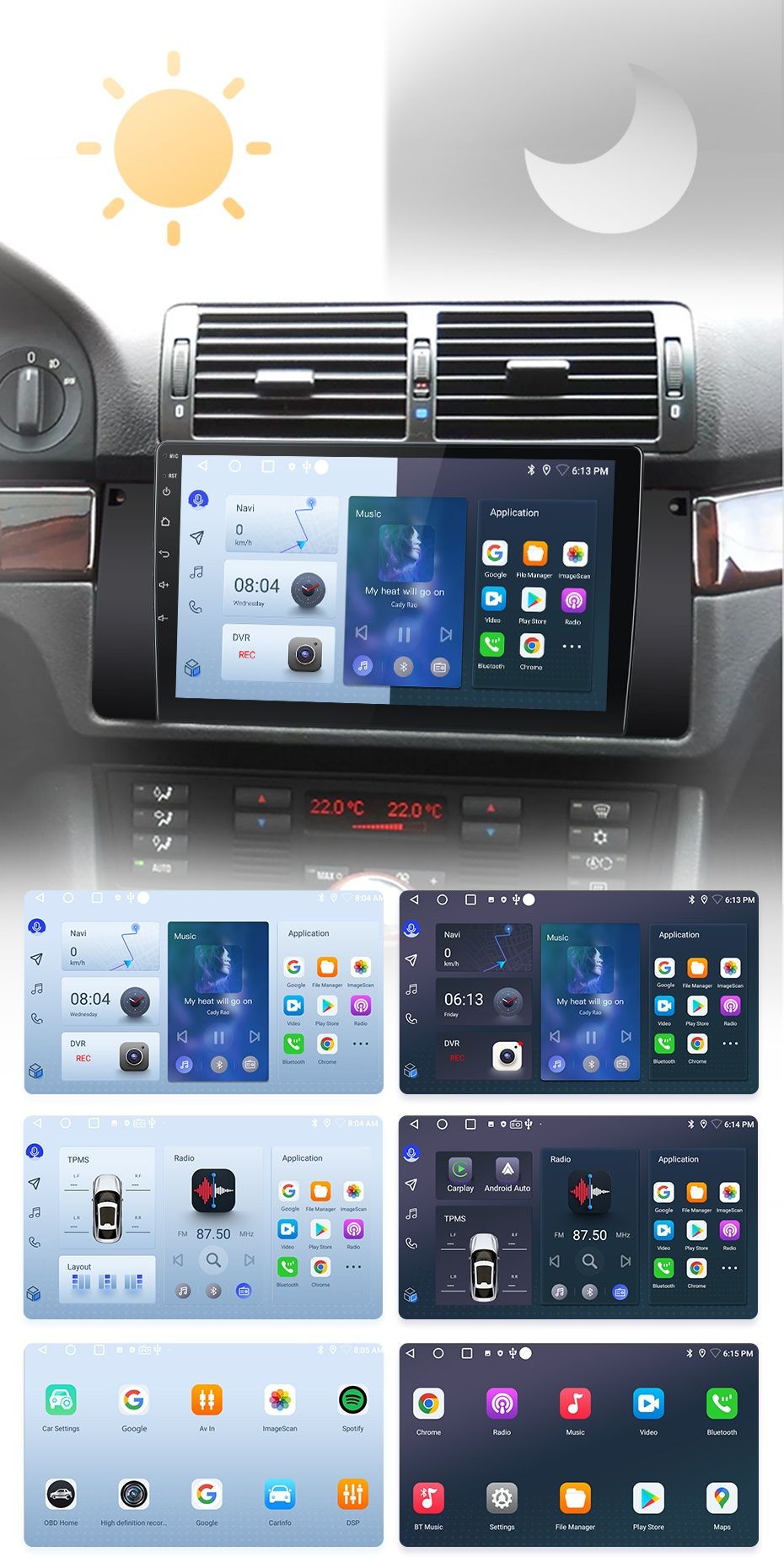 Rádio BMW e39 E53 x5 2/32GB android Auto Carplay 2din 9" gps wifi NOVO