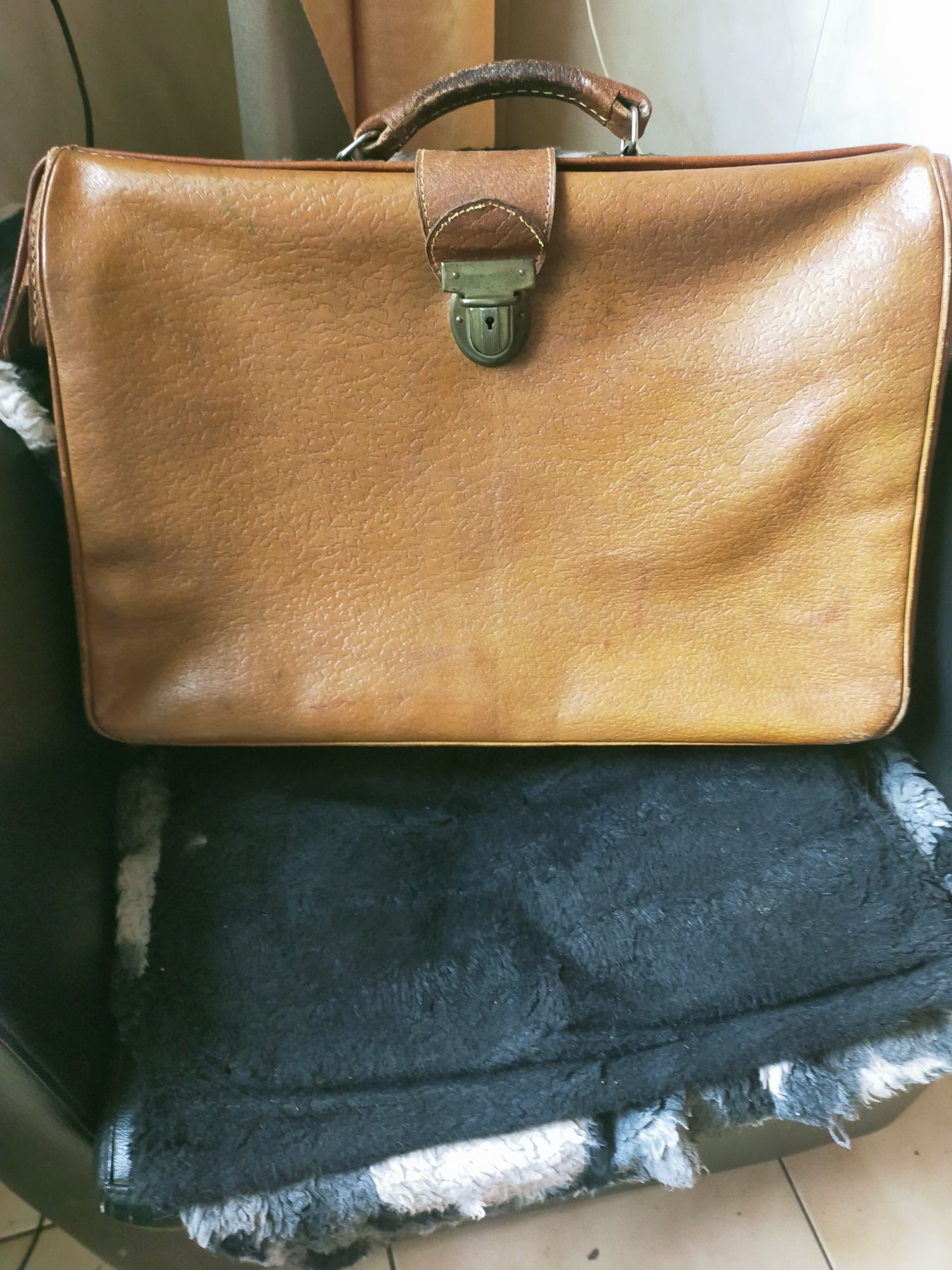Vintage torba aktówka walizka PRL skóra