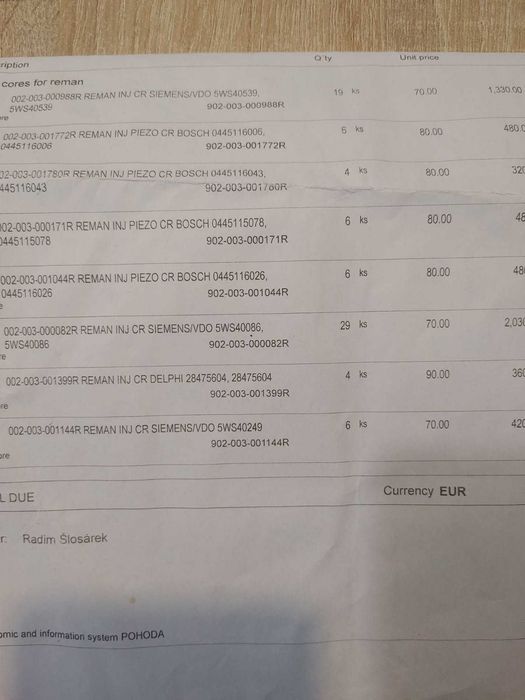 wtryski do silnika cr siemens/vdo 5ws40539 sztuka