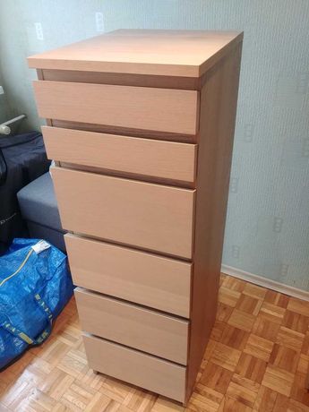 Ikea malm komoda słupek z 6 szufladami