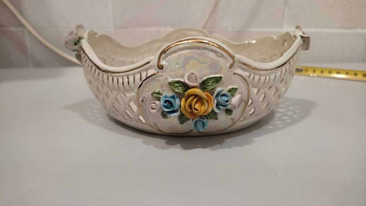 Koszyk porcelanowy ażurowy ręcznie malowany sze. 20 GL 15 wys 8
