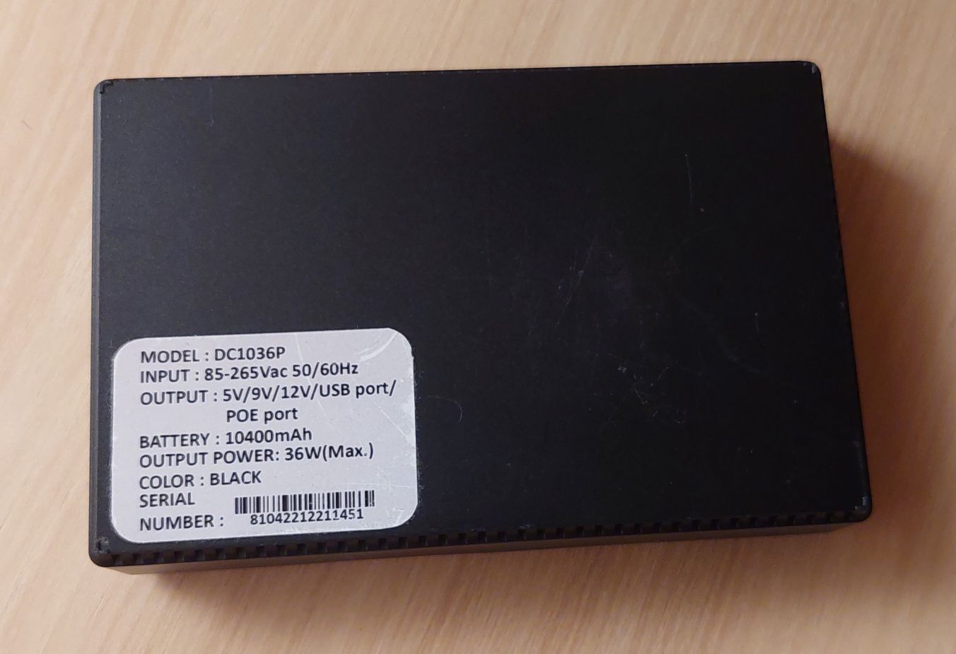 ДБЖ UPS DC1036P 10400mAh 36W GPON 12V/9V/5V/USB port / POE port чорний
