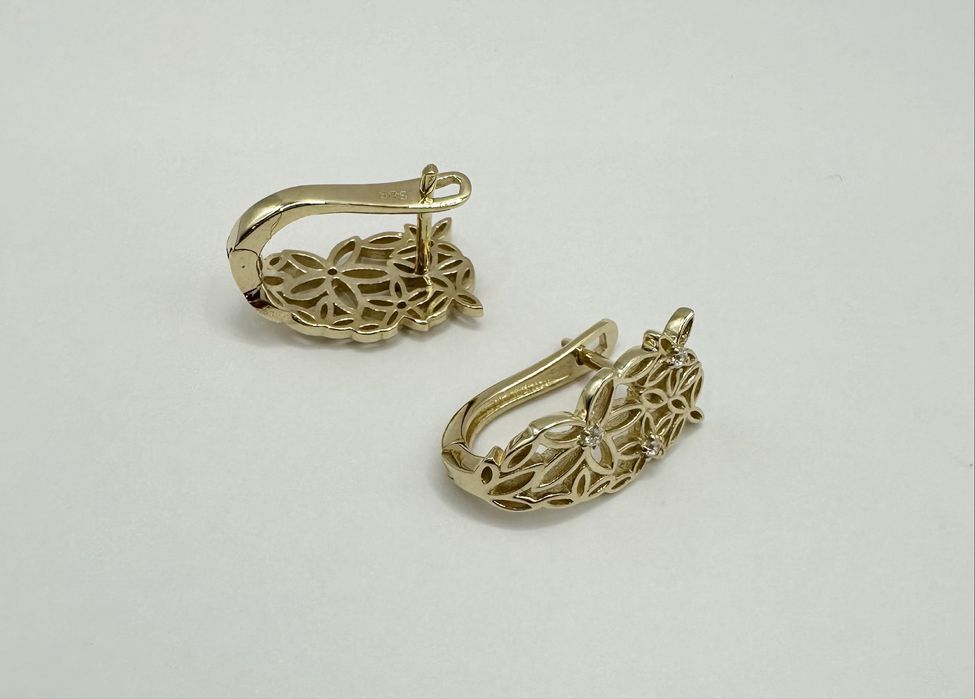 Złote Kolczyki Ażurowe Kwiatuszki Pr.585 NOWE