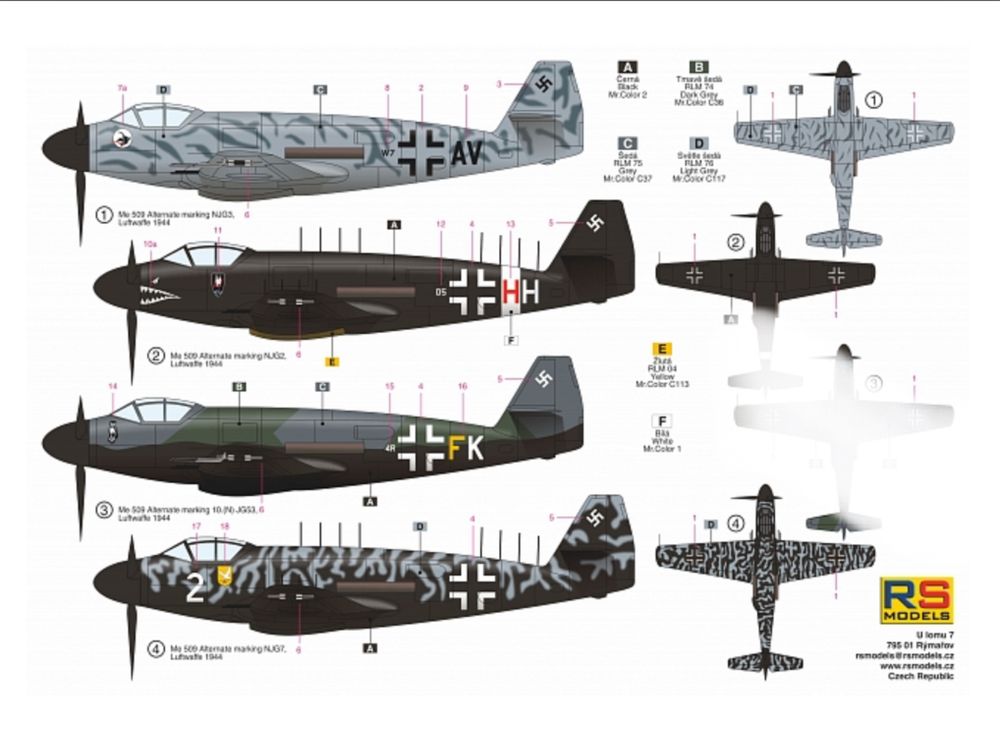 RS MODELS 92209 samolot ME-509 NACHTJAGER skala 1/72