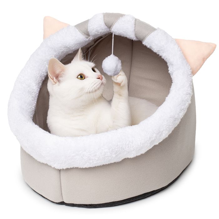 Domek dla kota z poduszką i zabawką miękkie legowisko do spania