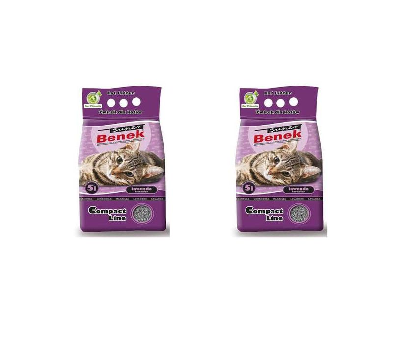 SUPER BENEK COMPACT Lawenda Żwirek dla Kota 2x5L
