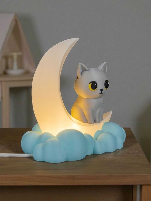 Lampka LED "Dreaming Kitty" – Uroczy Kotek na Księżycu!
